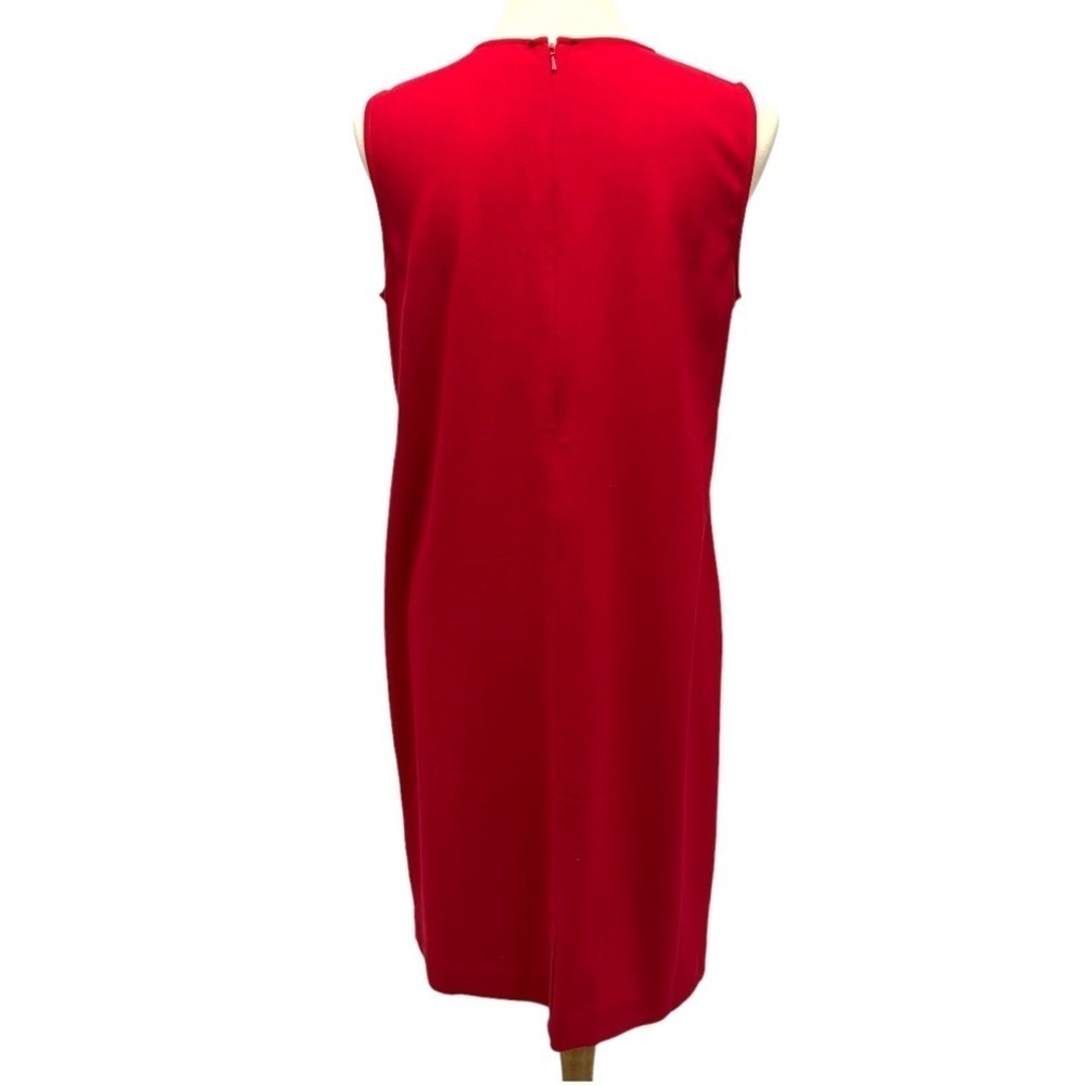 J.Jill Stretch Red Sleeveless Shift Dress Career Casual Holiday Womens 10 - Picture 3 of 6